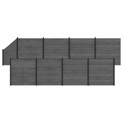 vidaXL Plošča ograje 9 pcs WPC in aluminij Siva