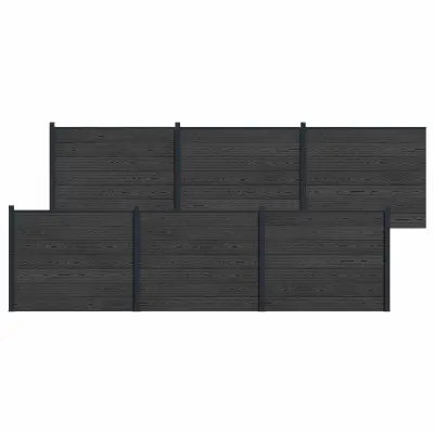vidaXL Plošča ograje 6 pcs WPC in aluminij Črna