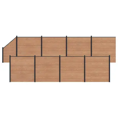 vidaXL Plošča ograje 9 pcs WPC in aluminij Rjava