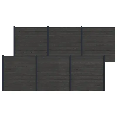 vidaXL Plošča ograje 6 pcs WPC in aluminij Črna