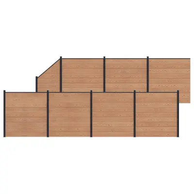 vidaXL Plošča ograje 8 pcs WPC in aluminij Rjava