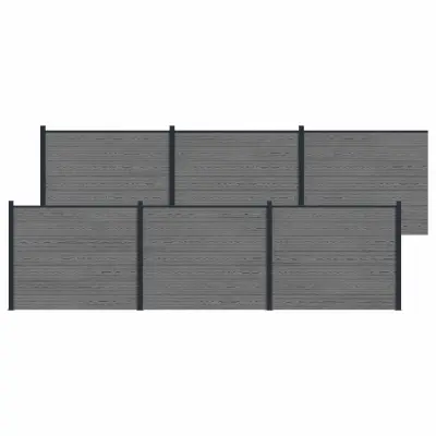 vidaXL Plošča ograje 6 pcs WPC in aluminij Siva