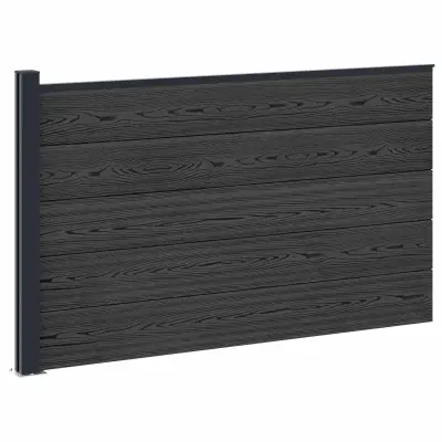 vidaXL Plošča ograje WPC in aluminij Črna