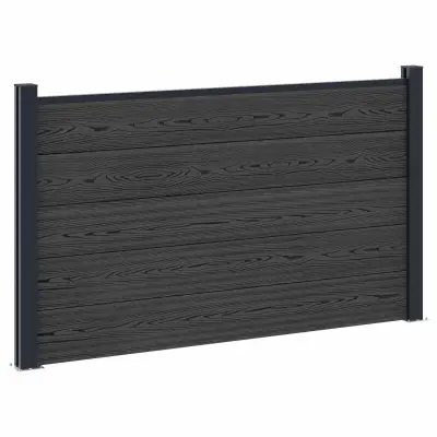 vidaXL Plošča ograje WPC in aluminij Črna