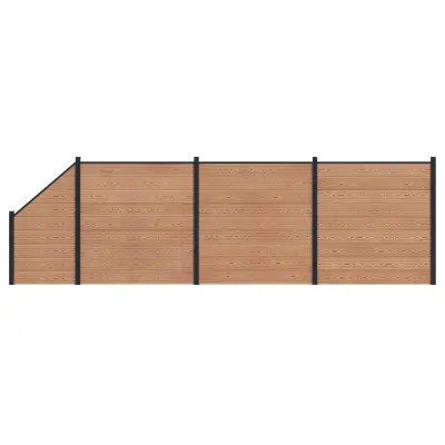 vidaXL Plošča ograje 4 pcs WPC in aluminij Rjava