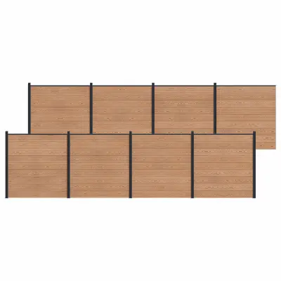 vidaXL Plošča ograje 8 pcs WPC in aluminij Rjava