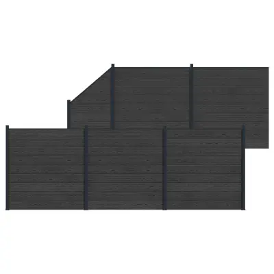 vidaXL Plošča ograje 6 pcs WPC in aluminij Črna