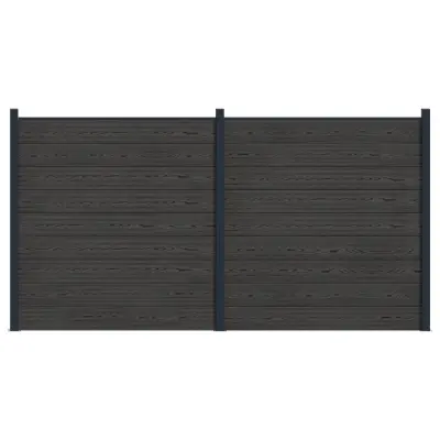vidaXL Plošča ograje 2 pcs WPC in aluminij Črna