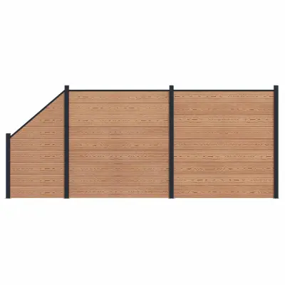 vidaXL Plošča ograje 3 pcs WPC in aluminij Rjava