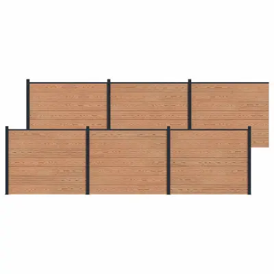 vidaXL Plošča ograje 6 pcs WPC in aluminij Rjava