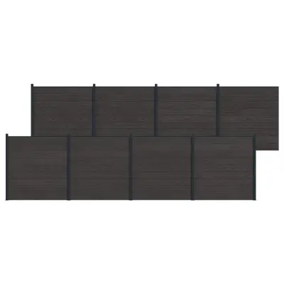 vidaXL Plošča ograje 8 pcs WPC in aluminij Črna