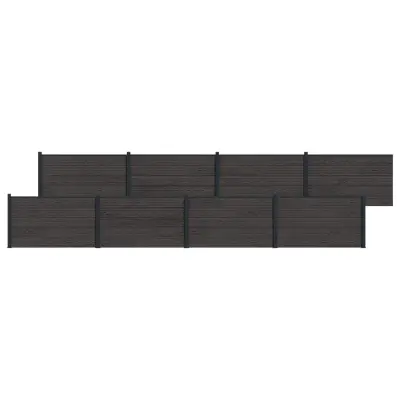 vidaXL Plošča ograje 8 pcs WPC in aluminij Črna