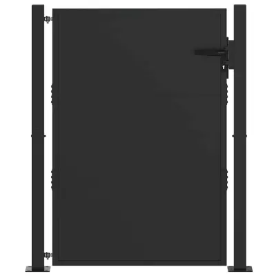 vidaXL Vrtna vrata Črna 110 x 155 cm Prašno lakirano jeklo
