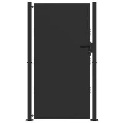 vidaXL Vrtna vrata Črna 110 x 205 cm Prašno lakirano jeklo