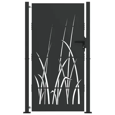 vidaXL Vrtna vrata Črna 110 x 205 cm Jeklo s prašnim premazom