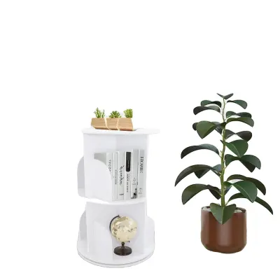 360° Rotirajoča Knjigarna, Trajen PVC Material, 110.23lbs Nosilnost, Obsežen Prostor za Shranjevanje