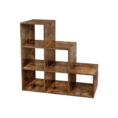 Knižna polica 6-kockna stopniščna polica 97,5x97,5x29 cm bela