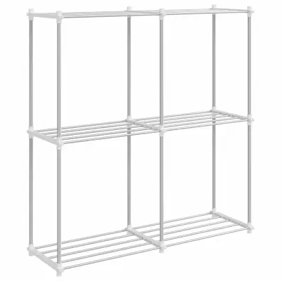 vidaXL Tubular Shelf s shranjevanjem Bela 86 x 27 x 90 cm Aluminij