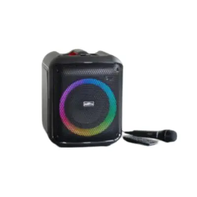 PARTY, 200W zvočnik Bluetooth 5.0 s svetlobnimi učinki LED in žičnim mikrofonom, Črna