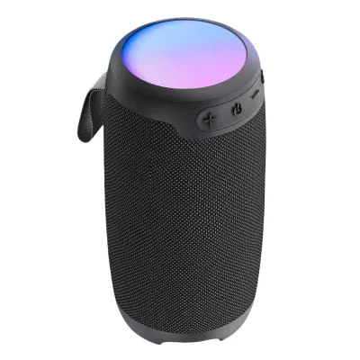 Akashi, Prenosni 10W zvočnik Bluetooth z 10-urno avtonomijo in večbarvno diodo LED, Črna
