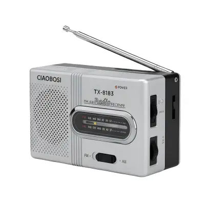 Mini žepni radio FM in AM pasov s stabilno teleskopsko anteno, Siva