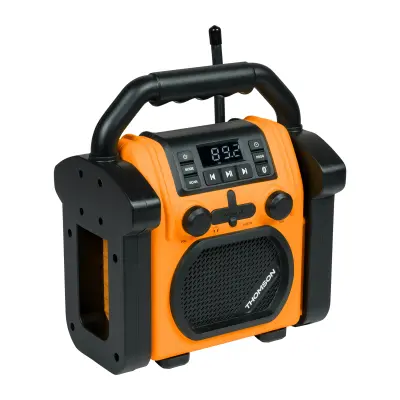 THOMSON, 30W brezžični Bluetooth gradbeni zvočnik s funkcijo PLL FM radia, Črna / Oranžna