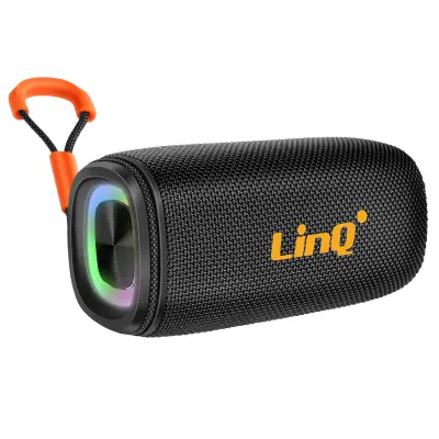 LinQ, 8 W prenosni vodoodporni Bluetooth zvočnik IPX6 z večbarvno LED, Črna