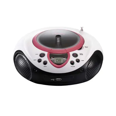 Lenco, FM/CD/USB radijski sprejemnik, model SCD-386, prenosni z zaslonom LCD, Roza