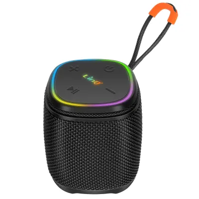 LinQ, Mini Brezžični Zvočnik Bluetooth 5W Vodoodporen IPX6 z LED Osvetlitvijo, Črna