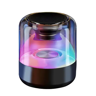 Bluetooth zvočnik 5W prenosni z RGB LED osvetlitvijo, Črna
