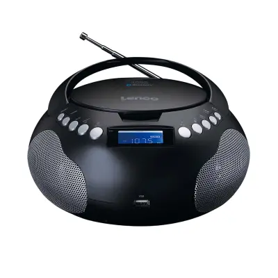 Lenco, Brezžični radio Bluetooth/CD/MP3/USB Model SCD-331 z ročajem za prenašanje, Črna / Srebrna