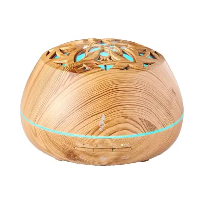 AROMASOUND, Bluetooth LED zvočnik z izrezljanim eteričnim oljem difuzor, Bež