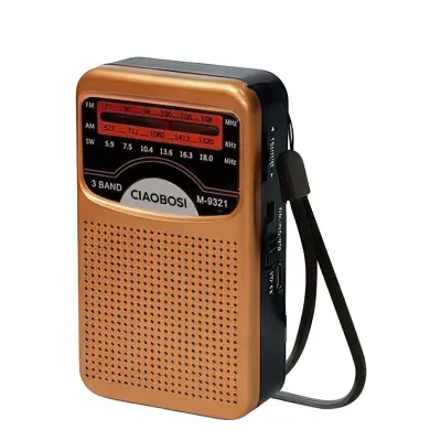Prenosni radiosprejemnik 3 pasov FM / AM / SW, visoka natančnost in kompakten, Rjava