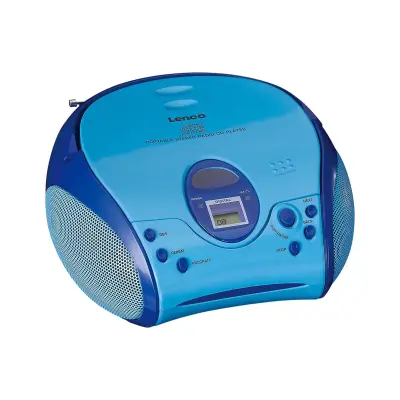 Lenco, CD/FM Boombox Model SCD-24 za otroke z LCD zaslonom in teleskopsko anteno, Modra