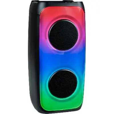 PARTY, Zvočnik Bluetooth 50 W z LED svetlobnimi učinki in žičnim mikrofonom, Črna