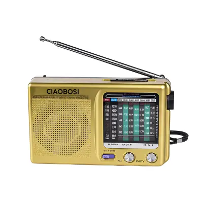Prenosni AM/FM radio na baterije z močnim zvočnikom, Rumena
