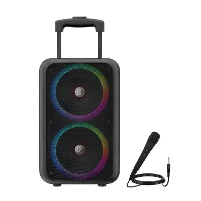 Bluetooth zvočnik prenosni 41×26cm svetleč 2x zvočnika 5W z mikrofonom, Črna