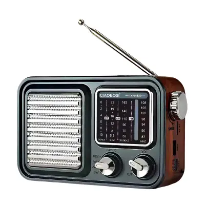 Retro radio z več pasovi FM/AM/SW in USB MP3 predvajalnikom, Črna / Srebrna