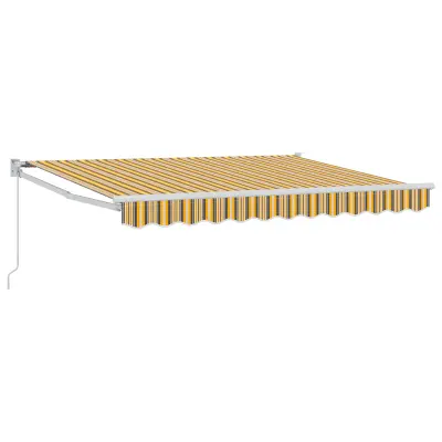vidaXL Vlečna tenda Rumena, Siva in Bela 3,5 x 2 m