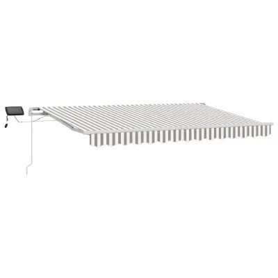 vidaXL Retraktilna tenda Svetlo siva in bela. 600 × 350 cm