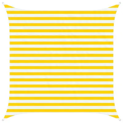vidaXL Sončno platno Rumena in Bela 2,5 x 2,5 m 100% poliester Oxford