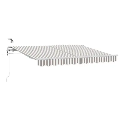 vidaXL Retraktilna tenda Svetlo siva in bela. 400 × 350 cm