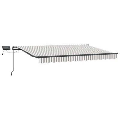 vidaXL Retraktilna tenda Svetlo siva in bela. 350 x 250 cm blago