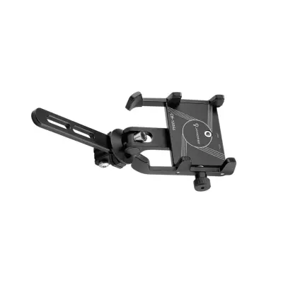 Aluminijasti večnamenski kolesarski nosilec telefona z lučjo, 360° Black