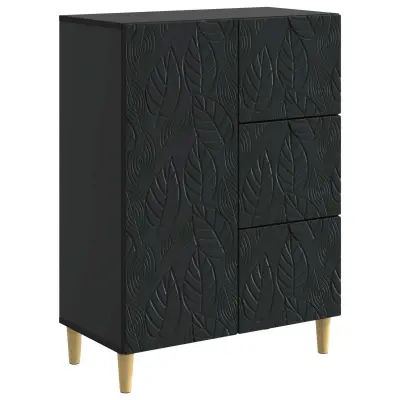 vidaXL Strani šal Črna 66 x 34,5 x 90 cm Inženirski les