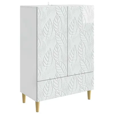 vidaXL Strani šal Bela visok sijaj 66 x 34,5 x 95 cm Inženirski les