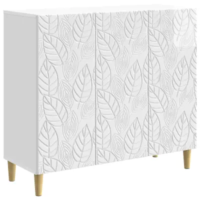 vidaXL Strani šal Bela visok sijaj 89 x 34,5 x 80 cm Inženirski les