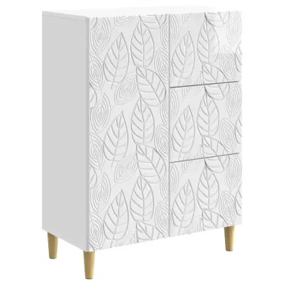 vidaXL Strani šal Bela visok sijaj 66 x 34,5 x 90 cm Inženirski les