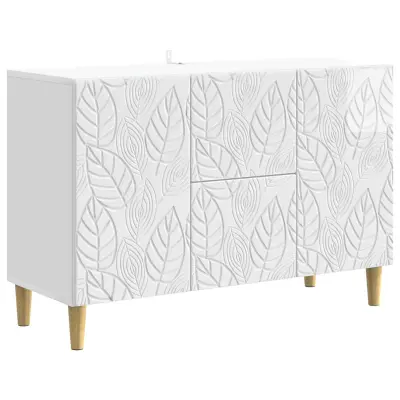 vidaXL Strani šal Bela visok sijaj 89 x 34,5 x 60 cm Inženirski les