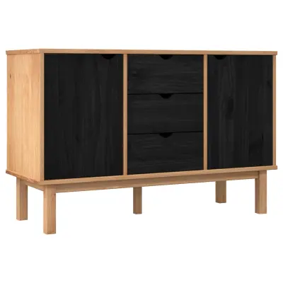 vidaXL Strani šal OTTA Črna 113,5 x 43 x 73 cm Trdna borovina